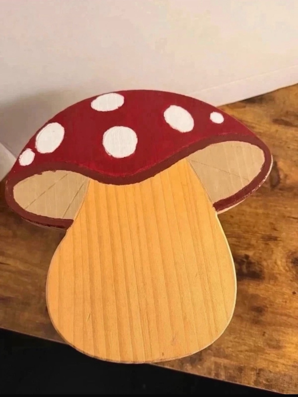 Handcrafted Red Mushroom Wooden Accent stool